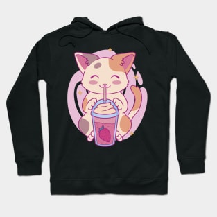 Neko Cat Strawberry Tea Milkshake | Japanese Anime Kawaii Hoodie